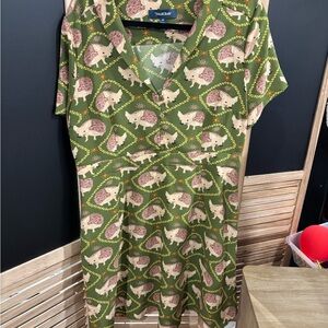 Modcloth Green and Pink Hedgehog Dress